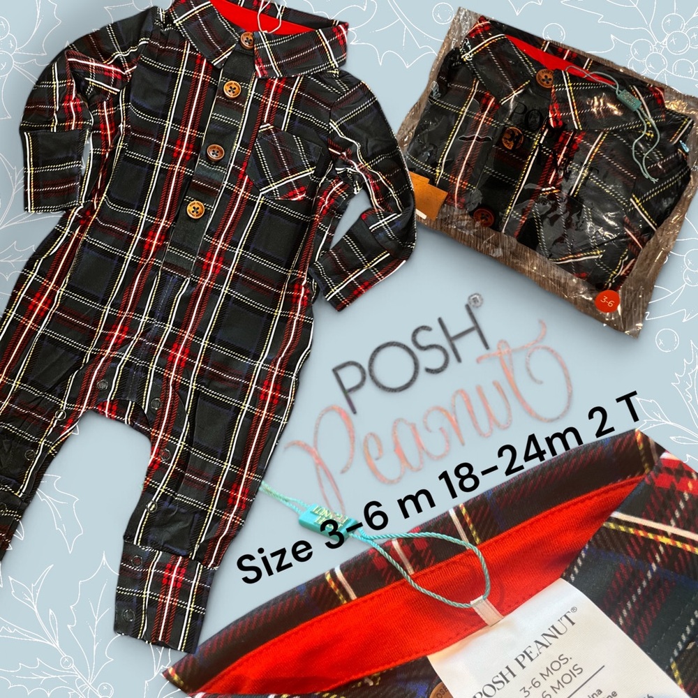 Posh peanut Christmas one piece suit, very soft material button up